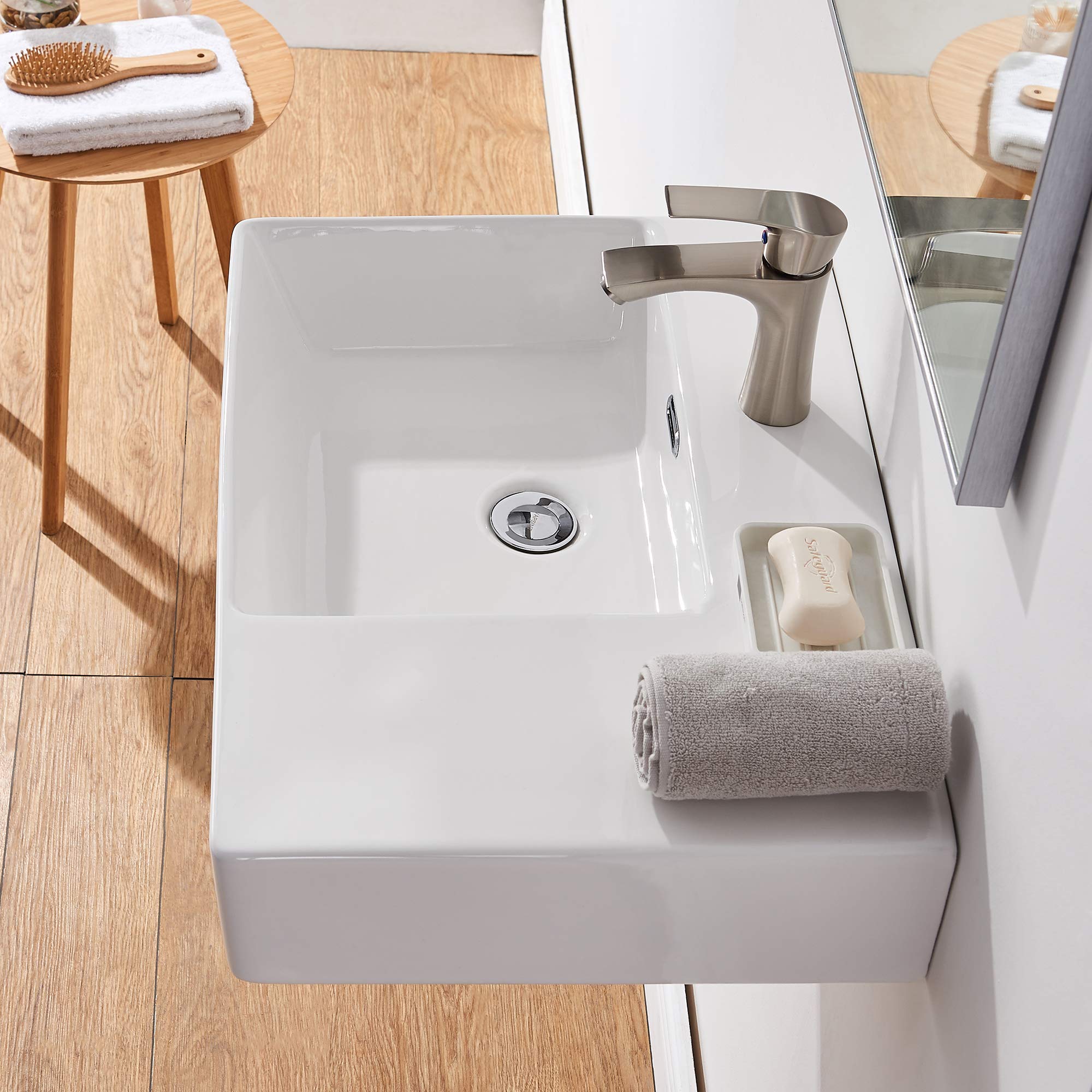 Buy Bathroom Sink,White Wall Mounted Sink,Rectangle Wall Mount Bathroom