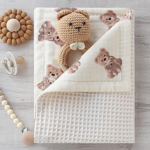 Miniatura 5 de LifeTree Mantas de muselina para bebés, mantas de muselina para niños y niñas, manta de recepción neutra de doble cara con parte delantera de