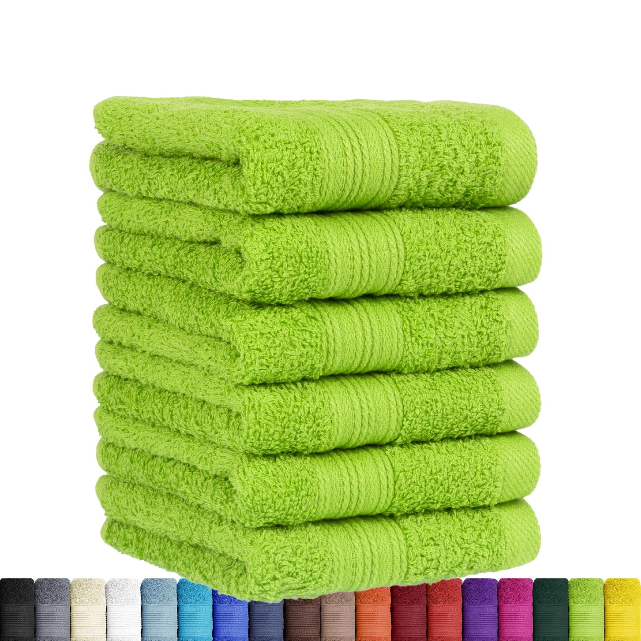 BaSaTex - Lot de 6 Serviettes pour invités - Serviettes avec Boucle de Suspension en Coton Doux de 30x50 cm - Serviettes pour Le Nettoyage des Mains certifiées Öko-Tex Standard 100 - Vert Pomme