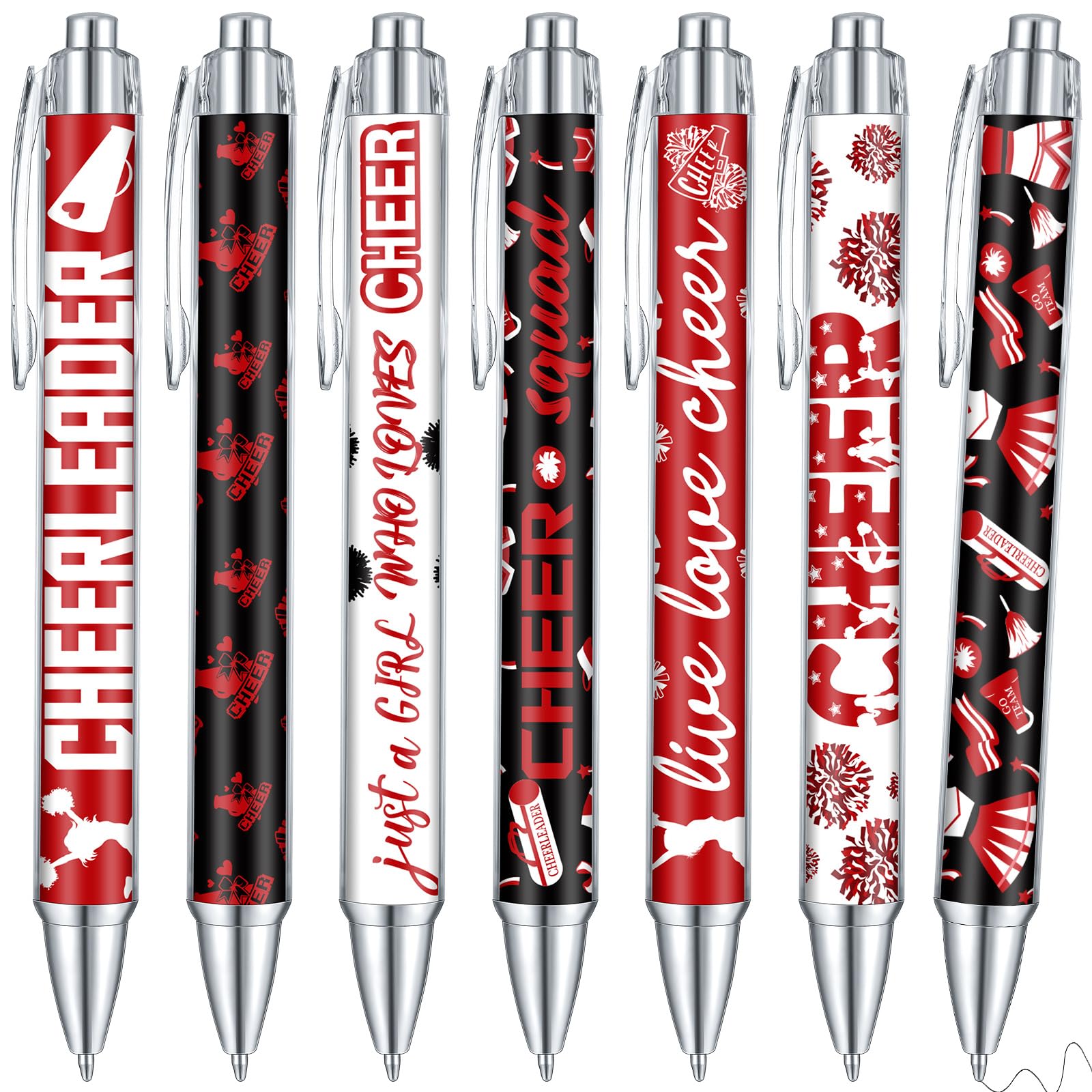 Sayglossy 24 Pcs Cheerleader Gift Bulk Cheer Ballpoint Pens Cheerleading Black Ink Retractable Writing Pens for Team Sport Party Favors Senior Night