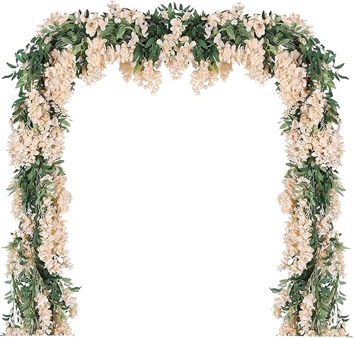 Duovlo 4 guirnaldas de glicina de seda de imitación de 6.6 pies para colgar en el hogar, al aire libre, jardín, ceremonia, boda, arco, decoración