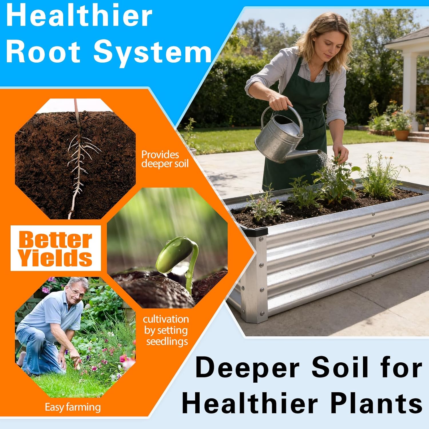 Yardbliss Raised Garden Bed 2 Pack 6x3x1FT, Premium Galvanized Raised Garden Bed, Large Raised Garden Bed Outdoor for Deep-Rooted Vegetables, Flowers, Green and Herbs, Sliver