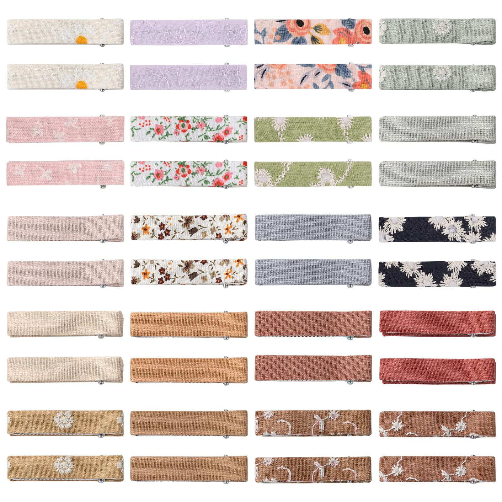 YHXX YLEN40 PCS Hair Clips for Girls Women 2" Fully Lined Flower Fabric Baby Barrettes Alligator Hair Clips, Handmade Hair Clips for Infant Fine Hair Accessories for Baby Girls Toddlers Kids