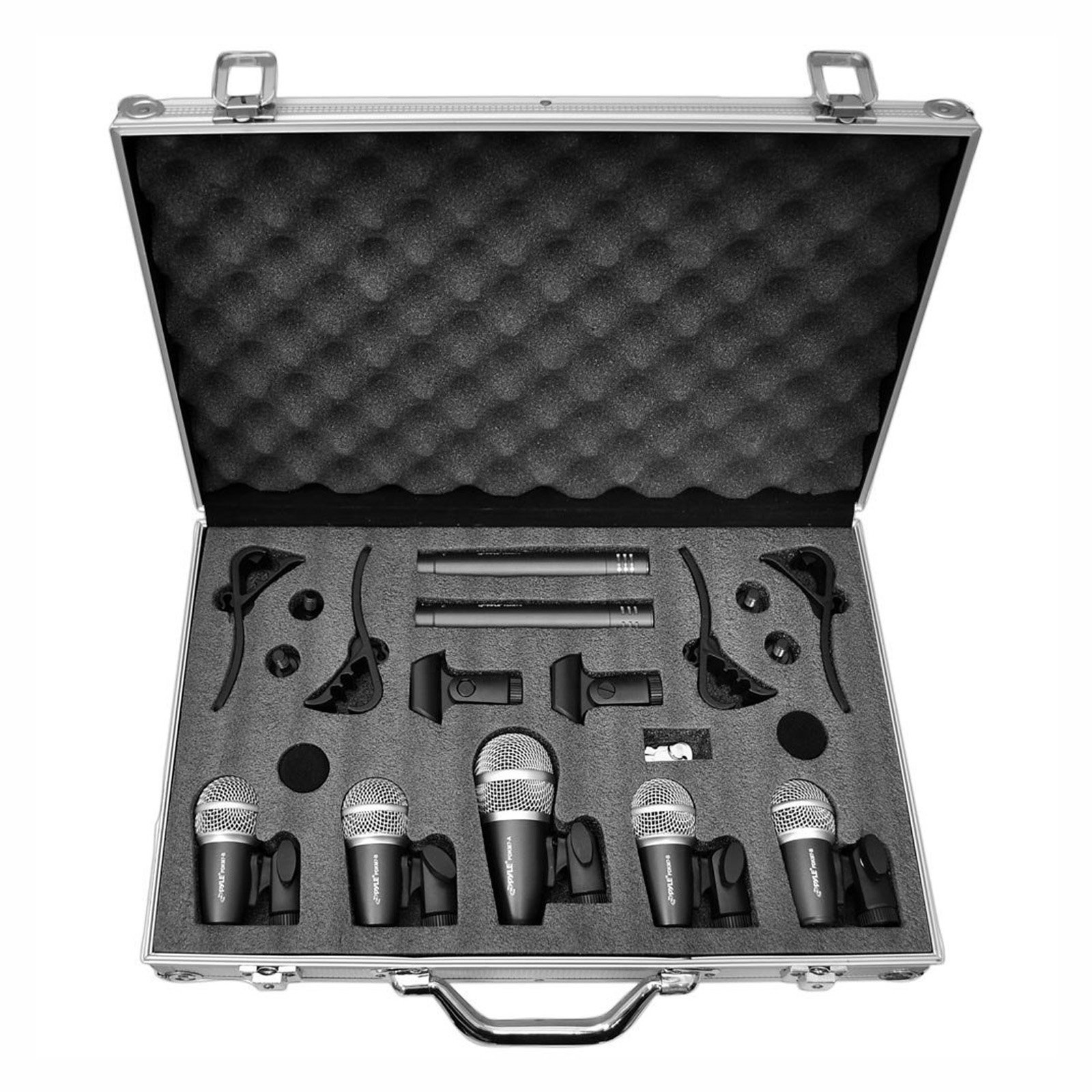 Pyle 7-Piece Wired Dynamic Kit-Kick Bass, Tom/Snare & Cymbals