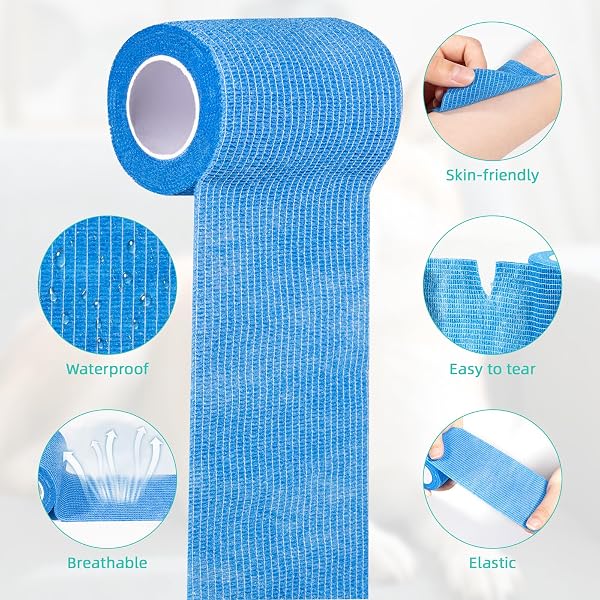 Carehabi Benda Elastica Autoadesiva, 10 Rotoli 7.5cm x 4.5 m Bendaggio per Animali Domestici, Benda Non Tessuto Traspirante per Polso, Caviglia, Dita, Ginocchio - 3