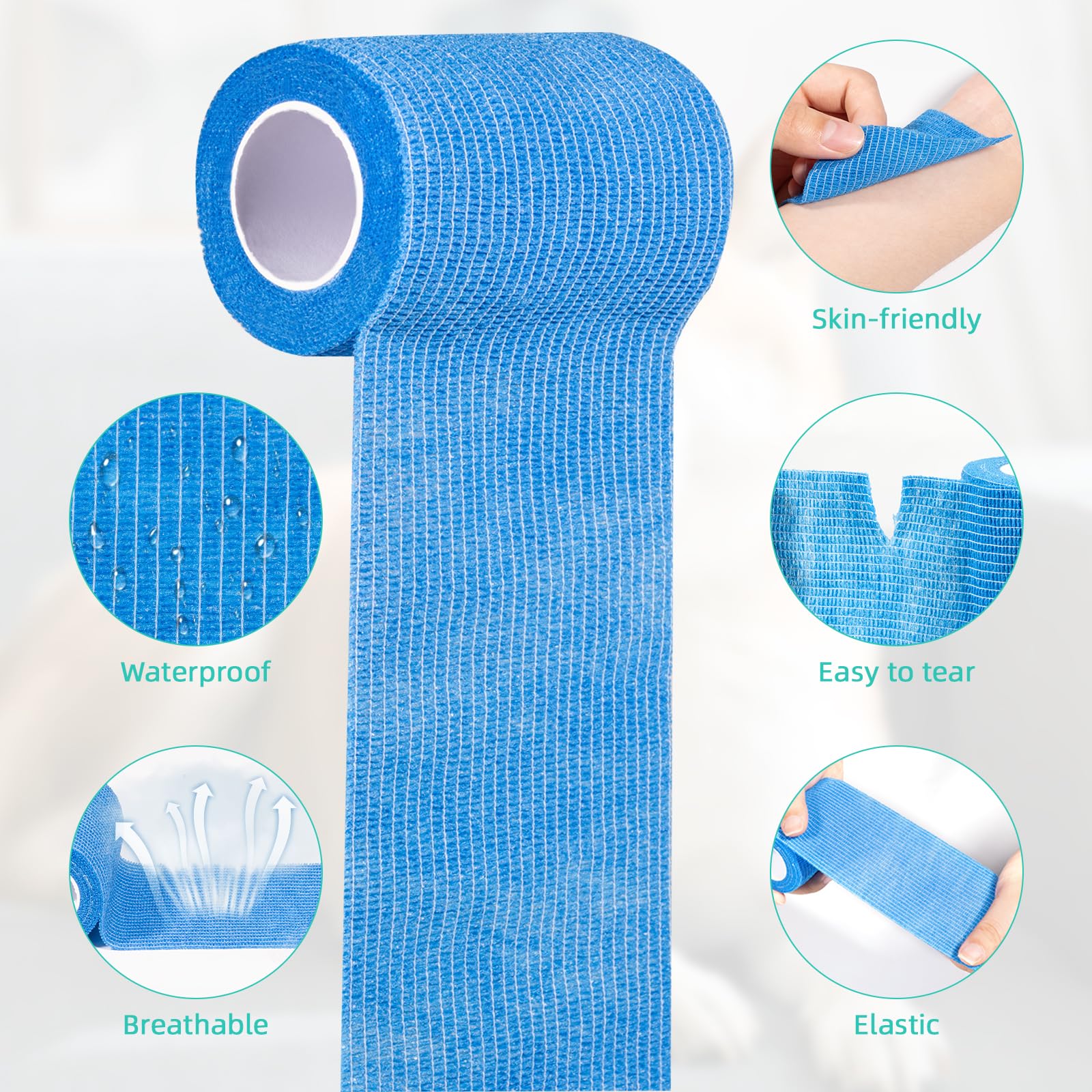 Carehabi Benda Elastica Autoadesiva, 10 Rotoli 7.5cm x 4.5 m Bendaggio per Animali Domestici, Benda Non Tessuto Traspirante per Polso, Caviglia, Dita, Ginocchio