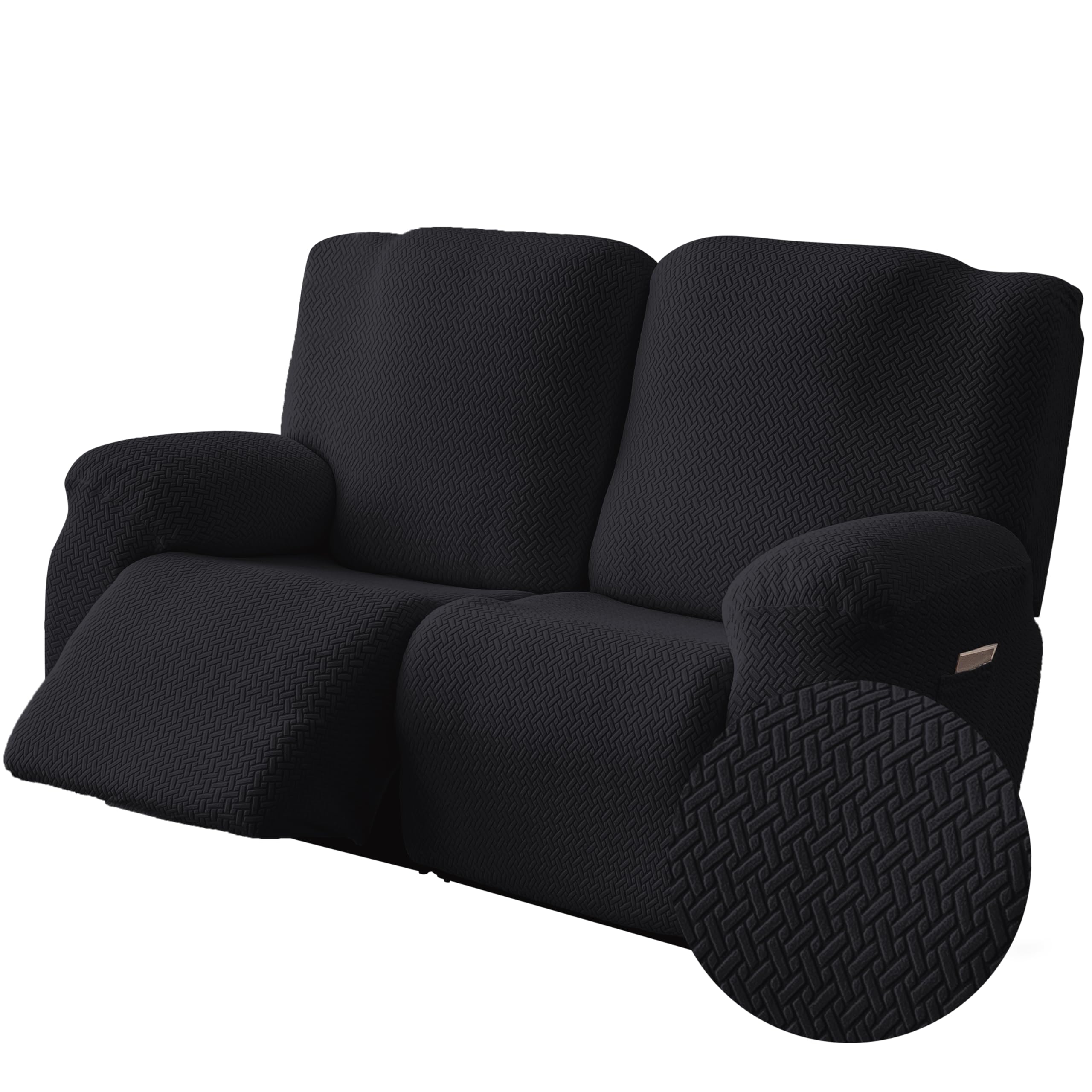Genina Recliner Loveseat Covers,2 Seater Couch Cover,Black