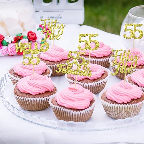 Miniatura 123 de Gyufise 24 piezas de adornos dorados para cupcakes de 10.º cumpleaños con purpurina dorada de doble dígito Hello 10 Ten Cupcake Picks para fiesta