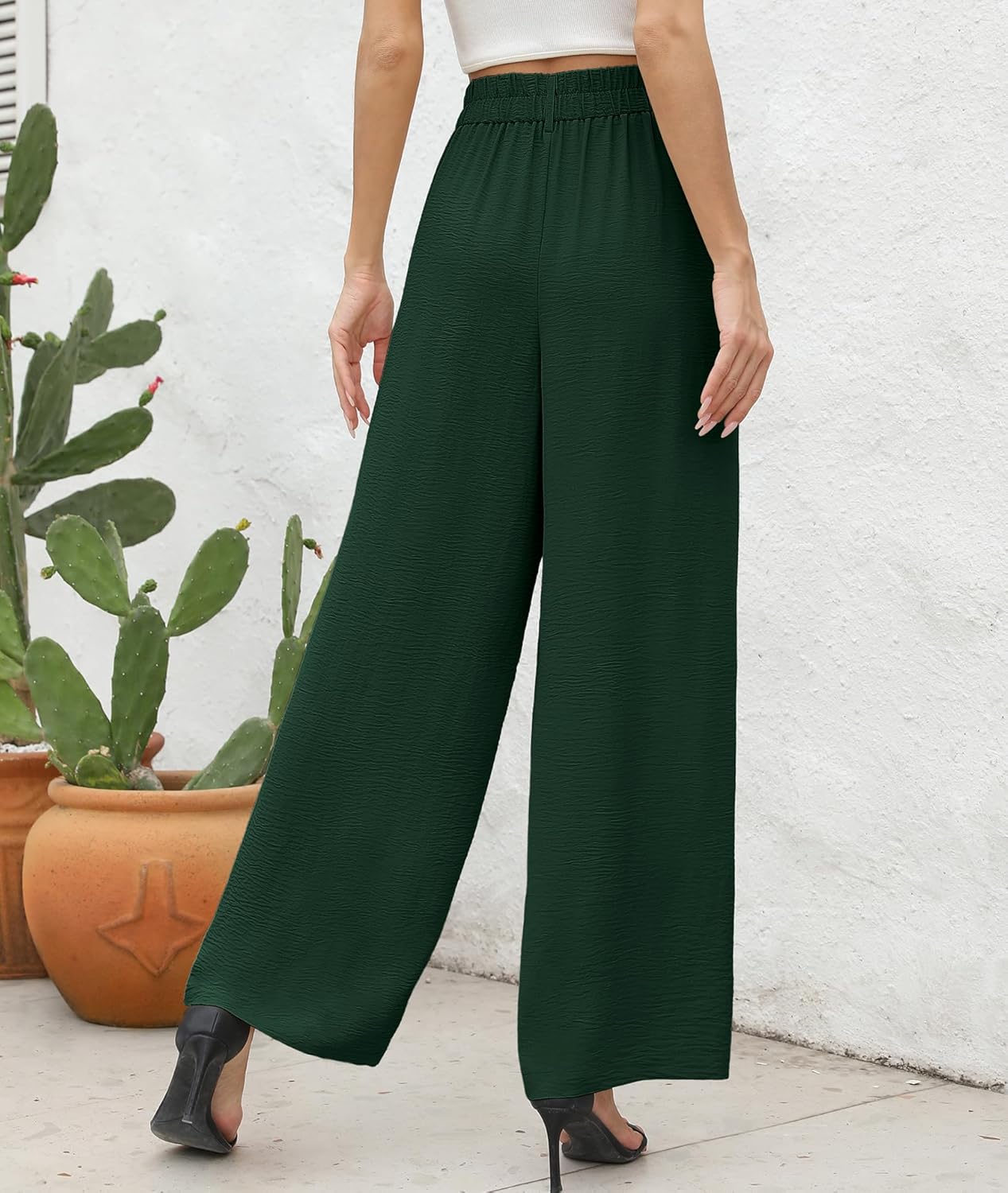 CZYINXIAN Women's Casual High Waisted Wide Leg Pants Flowy Business Work Casual Pants with Pockets - Image 5