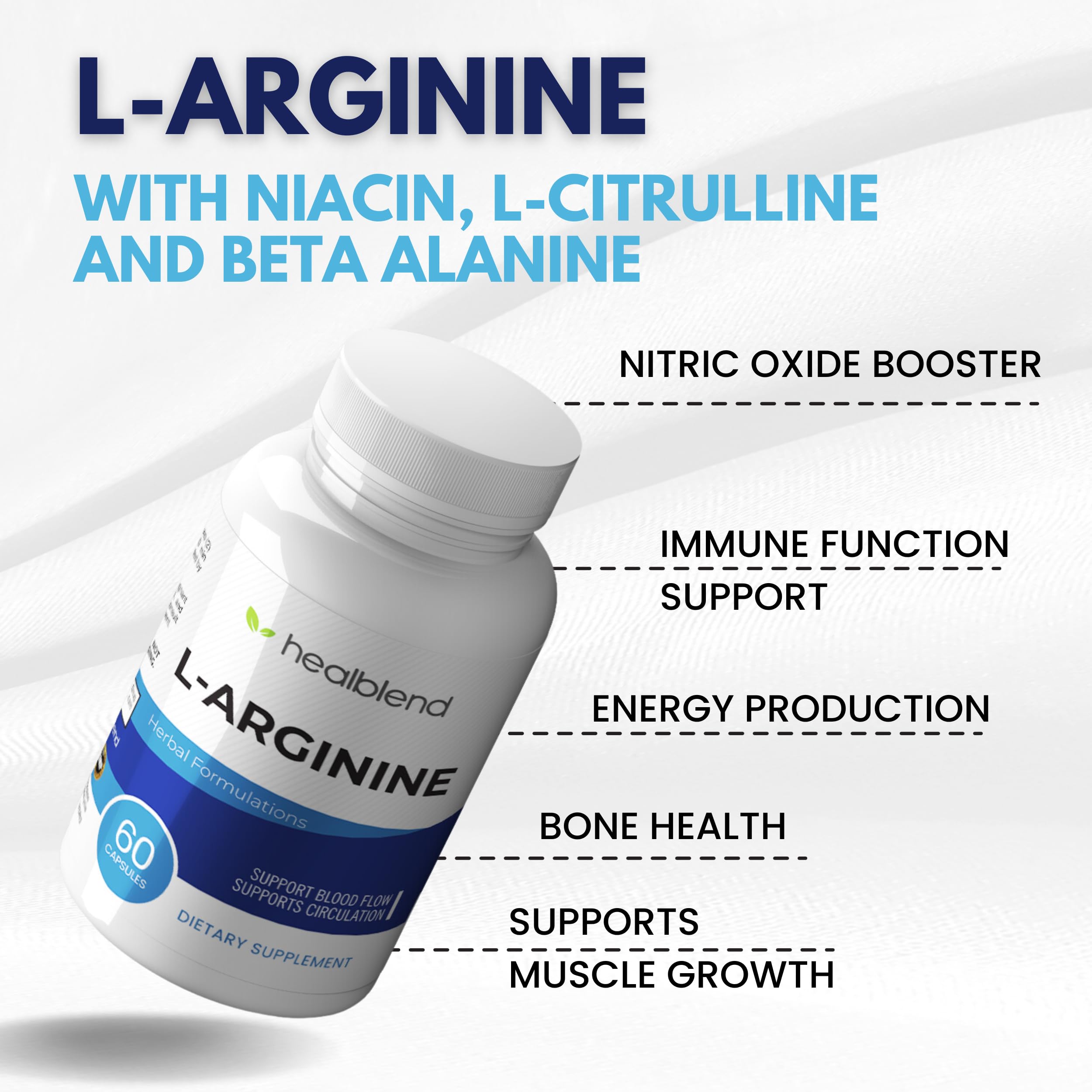 Amazon.com: healblend L-Arginine Plus: Calcium, Niacin, L-Arginine Blend, L-Citrulline  Complex & Beta Alanine