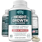 BIOTEQUELAB Height Growth Maximizer, Calcium, Vitamin D3 and Zinc Blend Pills, Bone Growth Supplement for Kids and Teens, Bone Strength, Density Support, GMO-Free, Gluten-Free, Made in USA, 60 Caps