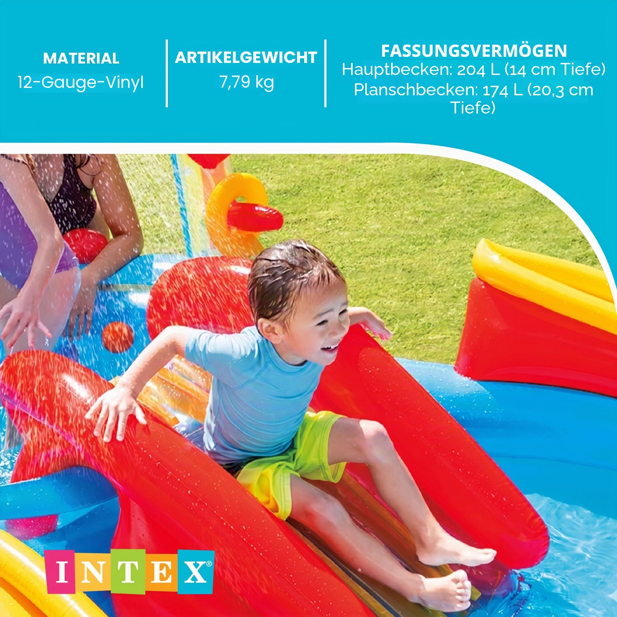 Intex Rainbow Ring Play Center - Kinder Aufstellpool - Planschbecken - 297 x 193 x 135 cm - Für 3+ Jahre 57453NP Mehrfarbig 297x193x135 cm