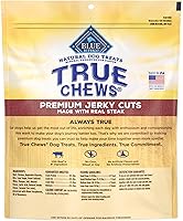 Vista 2 de Blue Buffalo True Chews Premium Jerky Cuts - Golosinas para perros, fabricadas en los Estados Unidos con ingredientes naturales, carne de res, bolsa