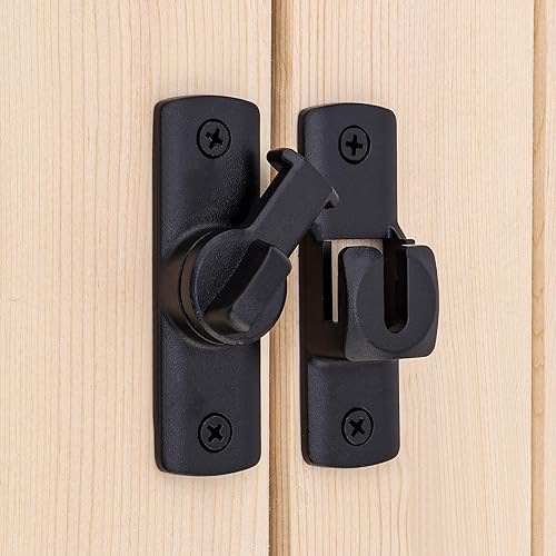 Miniatura 2 de Paquete de 2 cierres para puerta de granero, cerradura de puerta de ángulo recto de aleación de zinc de 90180 grados, herrajes de bloqueo deslizante