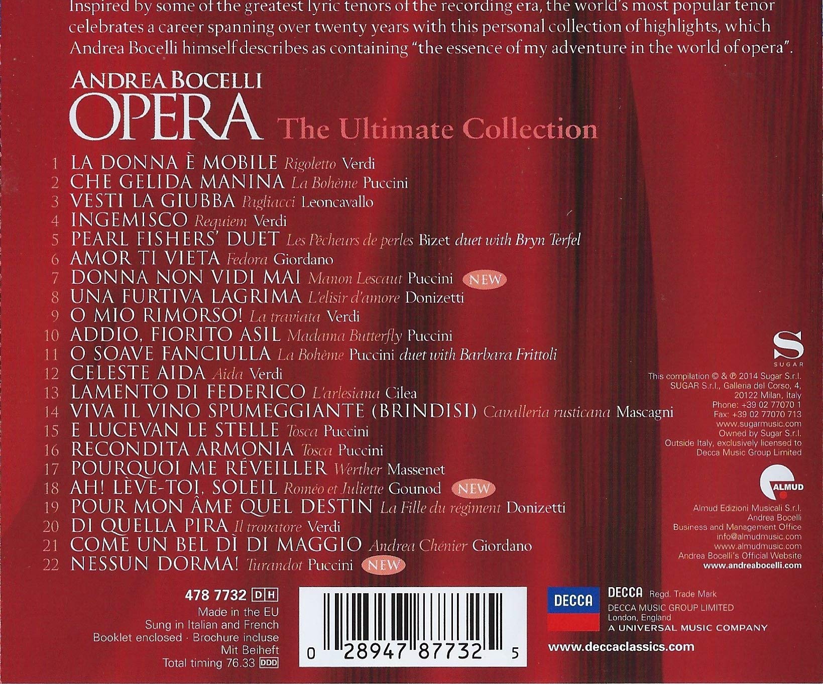Opera: The Ultimate Collection - My Christmas - Andrea Bocelli Greatest Hits 2 CD Album Bundling