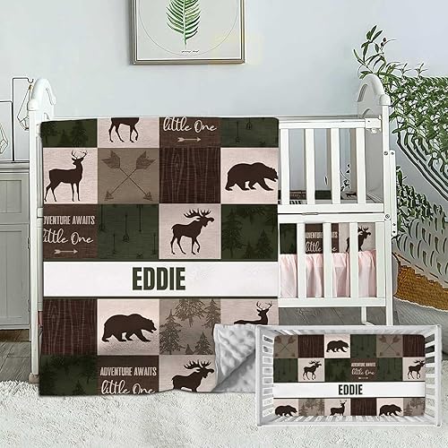 Juego de ropa de cama personalizado para cuna para bebé, niño, juego de ropa de cama personalizado para cuna con nombre, ropa de cama de bebé, oso