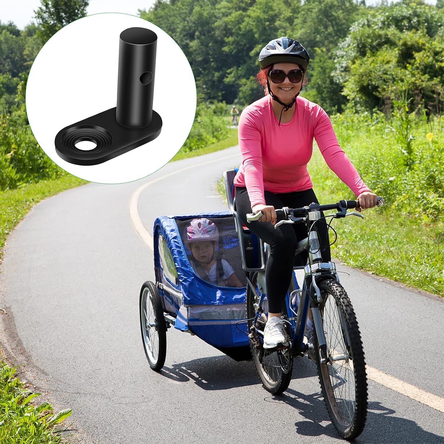 Fahrradanhänger Kupplung Anhängerkupplung Adapter Universal Traktionskopf Tragbar Fahrradanhänger Hakenanschluss Anhang für Kinderwagen Kinder Hund Anhänger Kinderfahrrad Haustier Wagen, Schwarz Sport & Freizeit