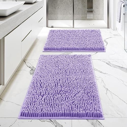 Miniatura 25 de MitoVilla Juego de 2 alfombras de baño negras, 2 piezas de 20 x 32 pulgadas, alfombras de baño de felpilla extra suaves y absorbentes, alfombra