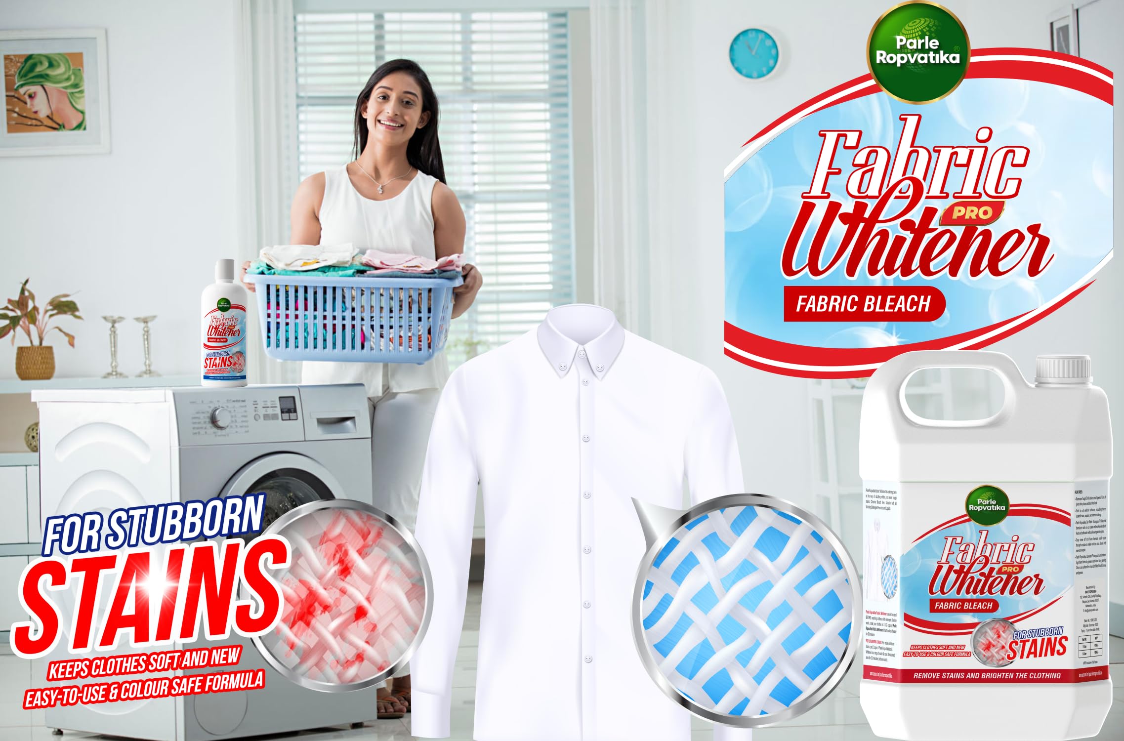 Parle Ropvatika Fabric Whitener | Fabric Bleach (5 Liter Pack 2 (10 Liter))