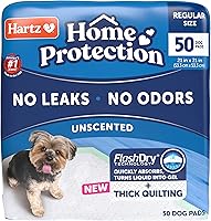 Hartz Home Protection Dog Pee Pads - Super Absorbent, Leak-Proof, Odor Eliminating Training Pads, 50 Count