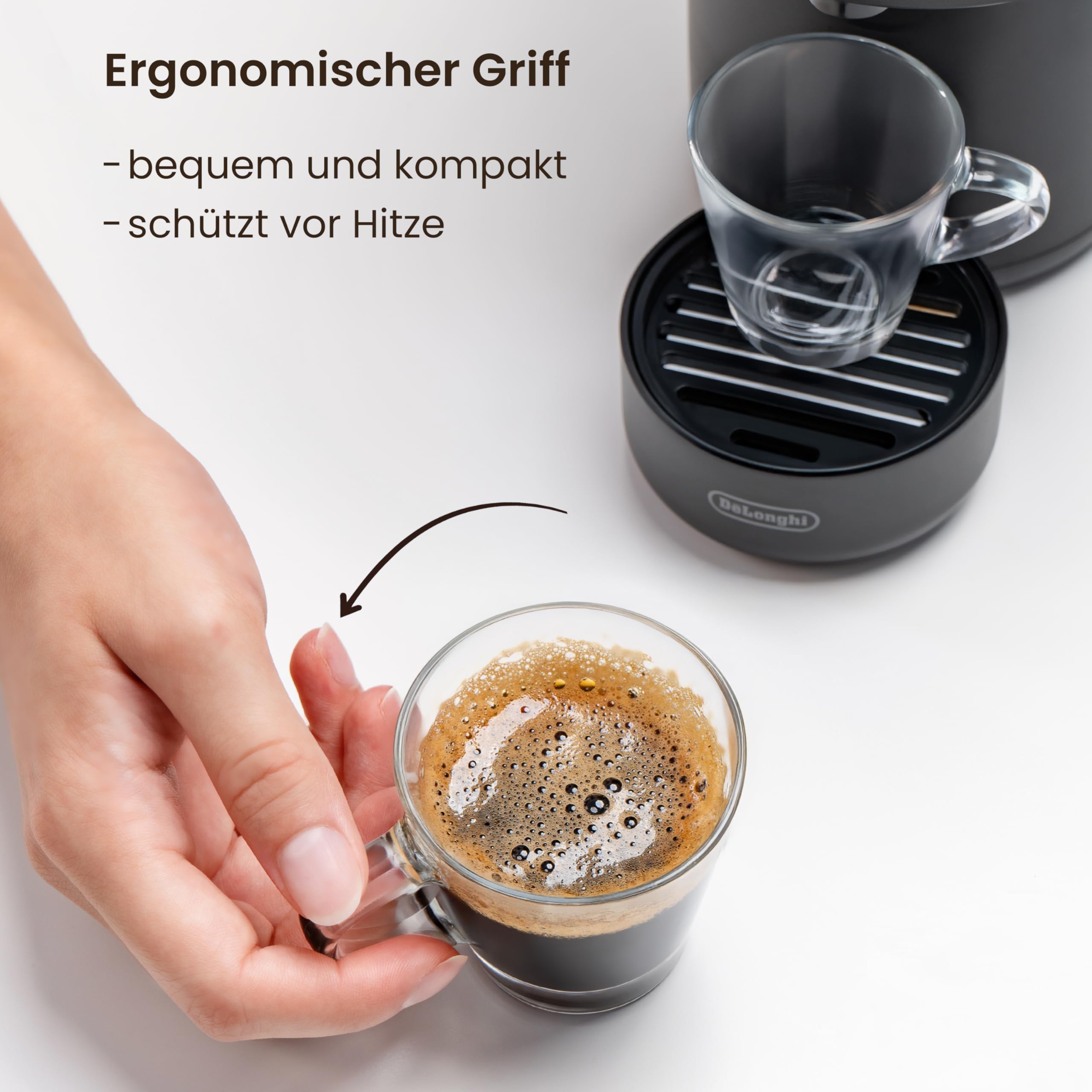 KONZEPT Espressotassen 80 ml, 6er Set, Espressogläser mit Henkel
