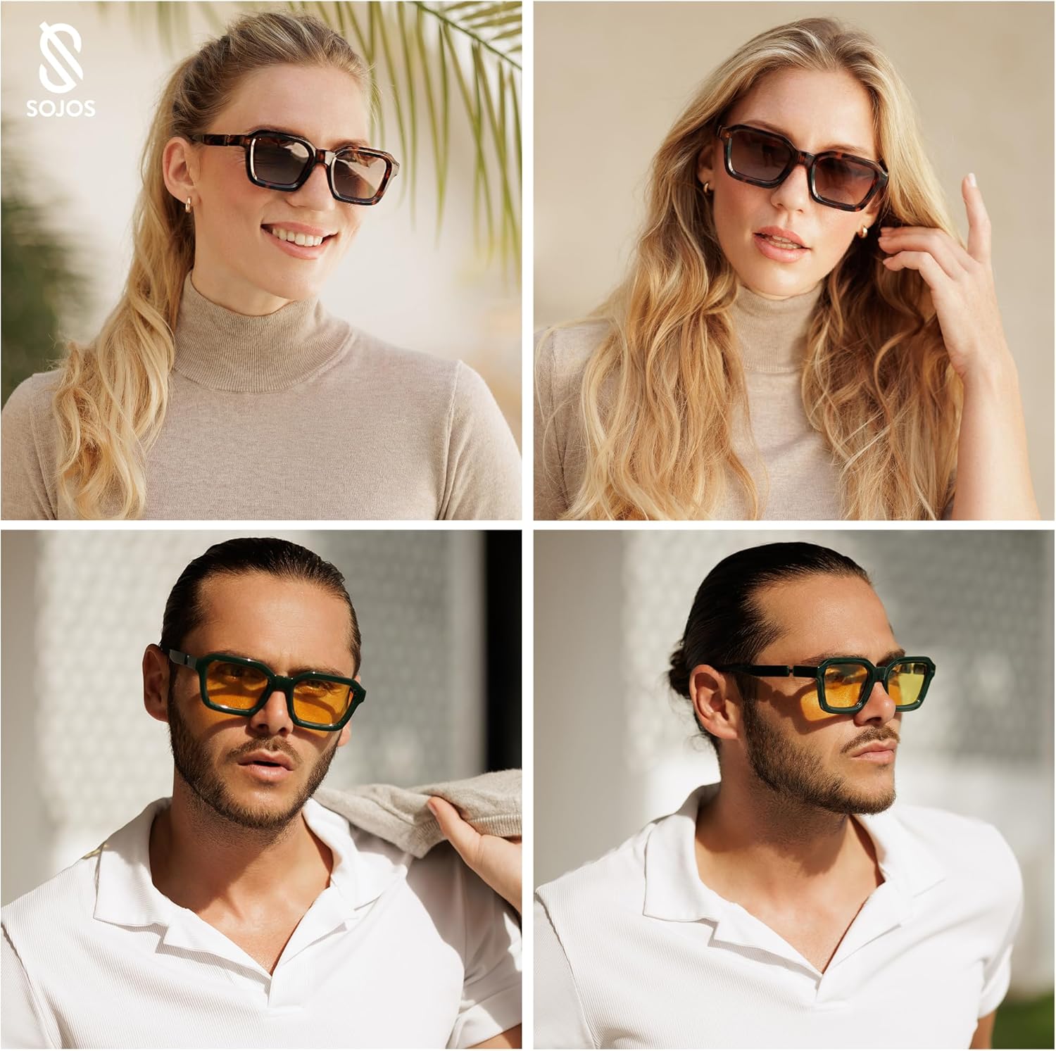 SOJOS Retro Polarized Square Sunglasses Womens Mens Vintage 70s 80s 90s Hexagon Shades SJ2377 - Image 2
