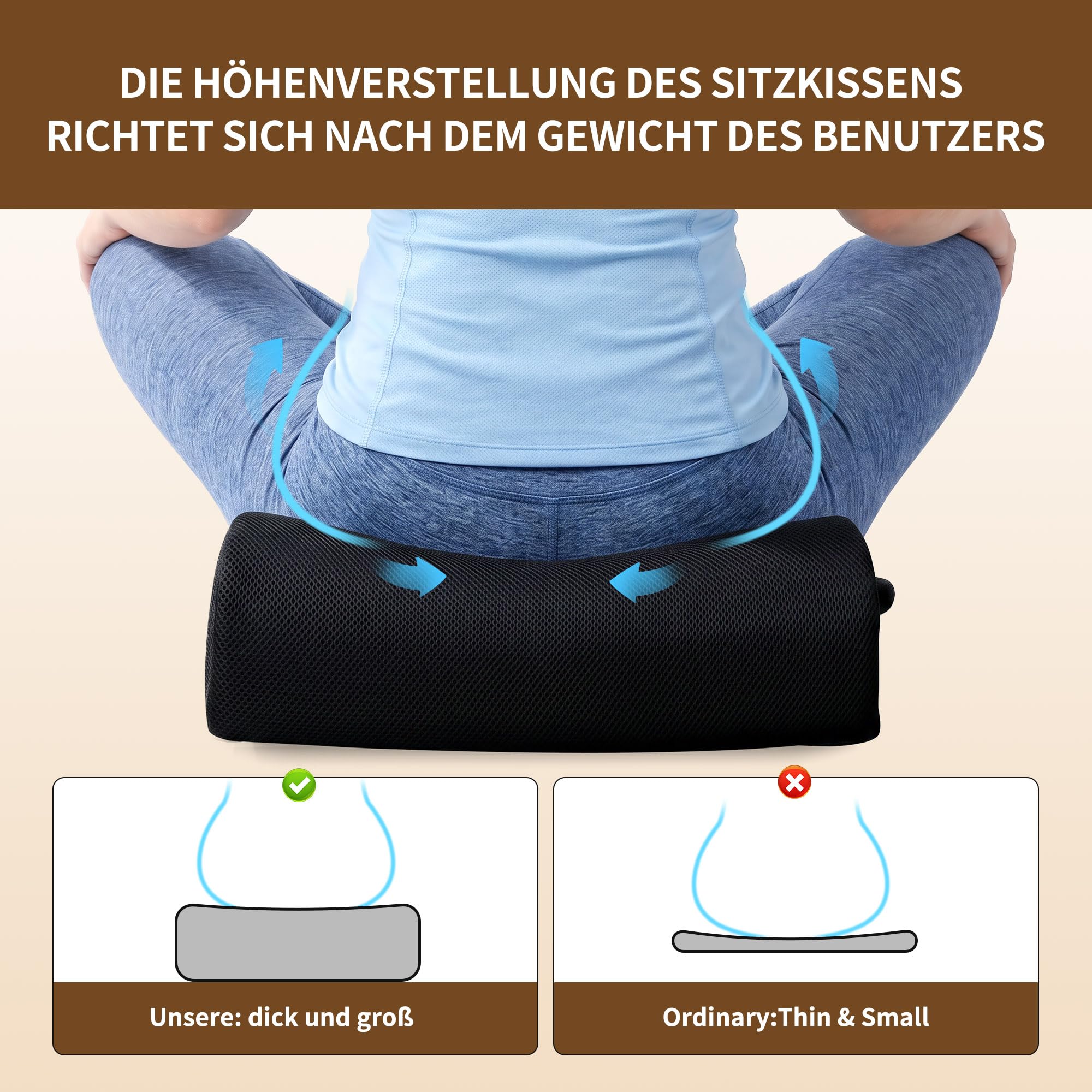 Coussin d'assise extra épais pour chaise de bureau, coussin en mousse à mémoire de forme, coussin de siège de voiture, coussin de siège ergonomique pour soulager le dos, les hanches et le