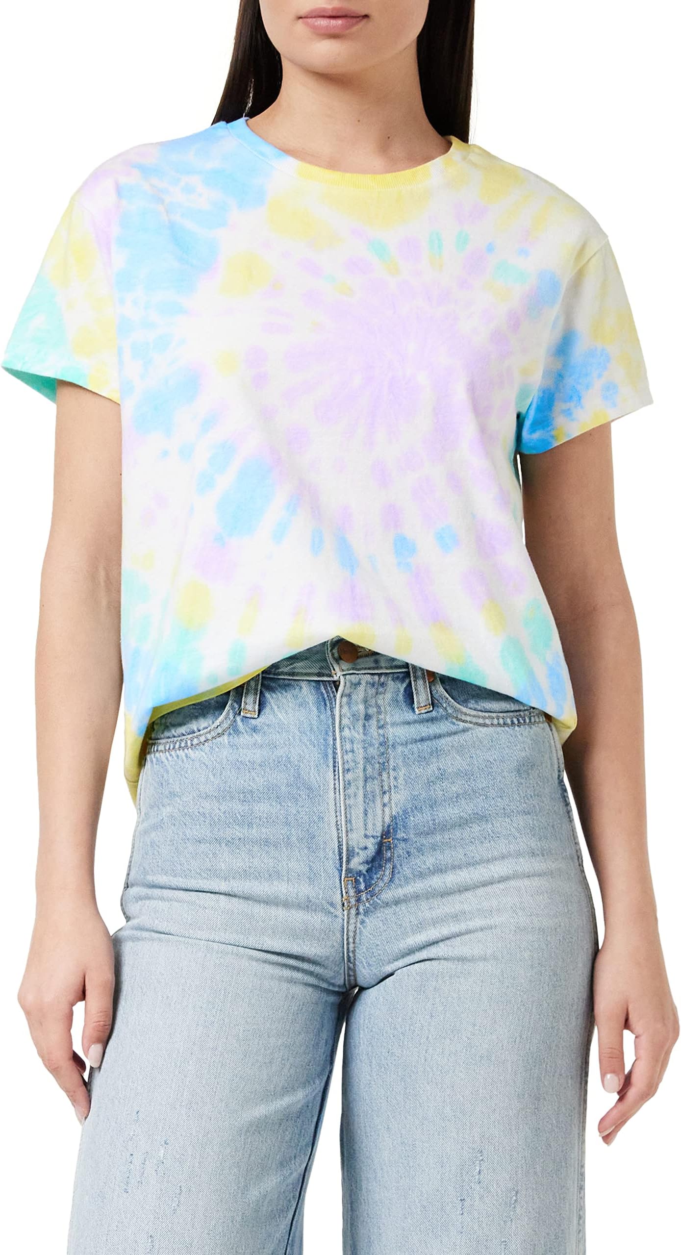 Urban ClassicsWomen's T-Shirt Ladies Tie Dye Boyfriend Tee, Multi-coloured, XS