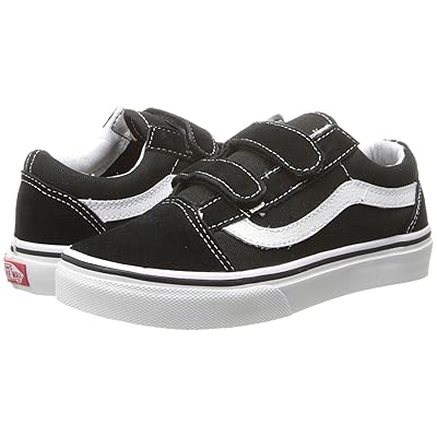 Vans Kids Old Skool V (Little Kid/Big Kid) Boys Shoes Black/True White