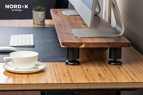 Miniatura 3 de Nordik - Elevador grande de doble monitor para 2 personas  Ordenador de acacia de madera dura hecho a mano  Soporte de TV para portátil con