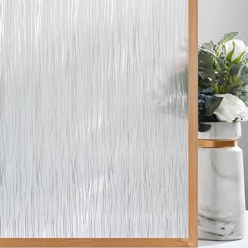 VELIMAX Frosted Window Privacy Film Non Adhesive Window Cling Removable Glass Covering Clear Water Opaque Window Film for Home Anti UV 17.7x78.7 inches