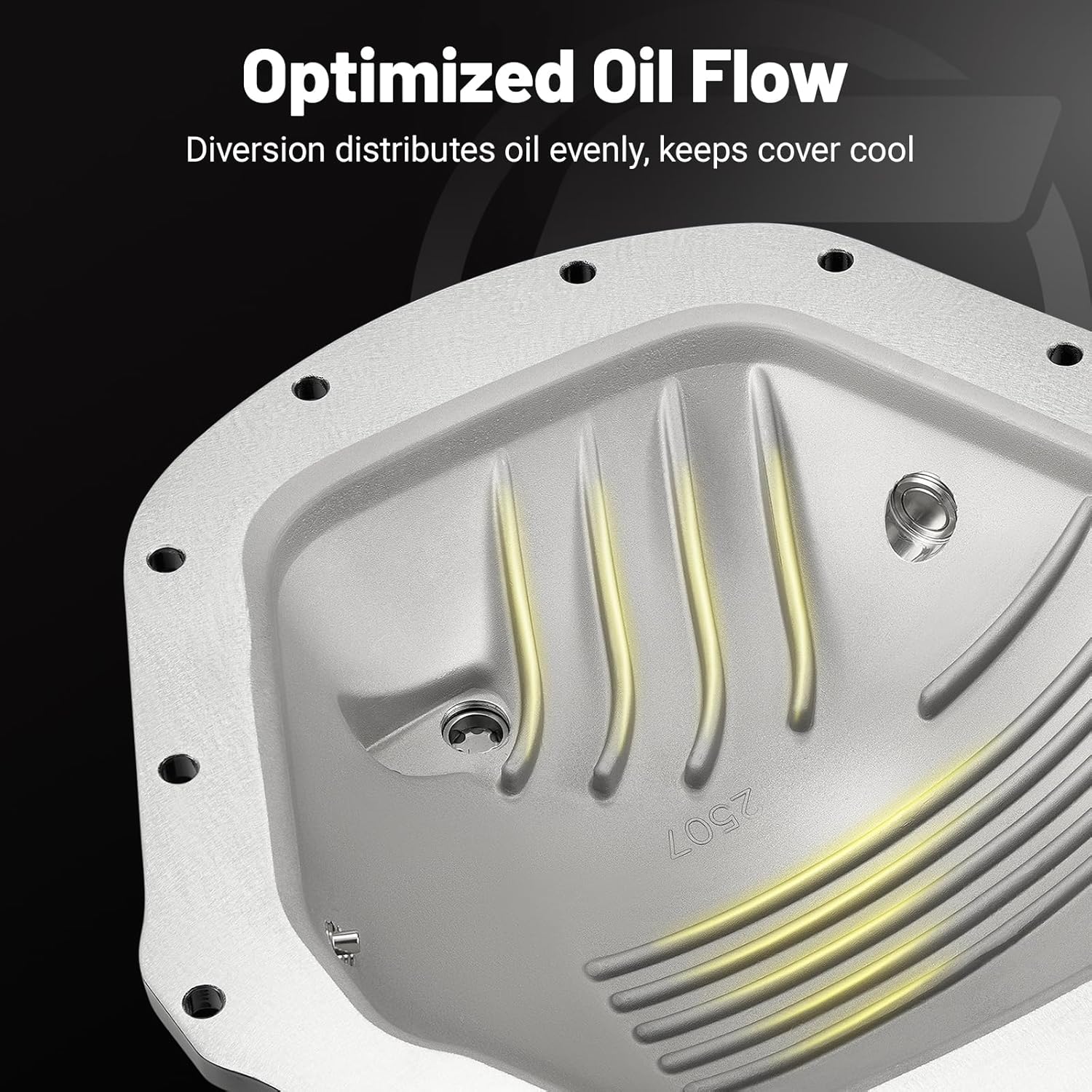 Rear Differential Cover, Compatible for AAM 11.5" 14-Bolt 2001-2019 Chevy/GMC, 2003-2018 RAM, Dodge Ram, with Cooling Fins & Leakproof Gasket for Reliable Performance