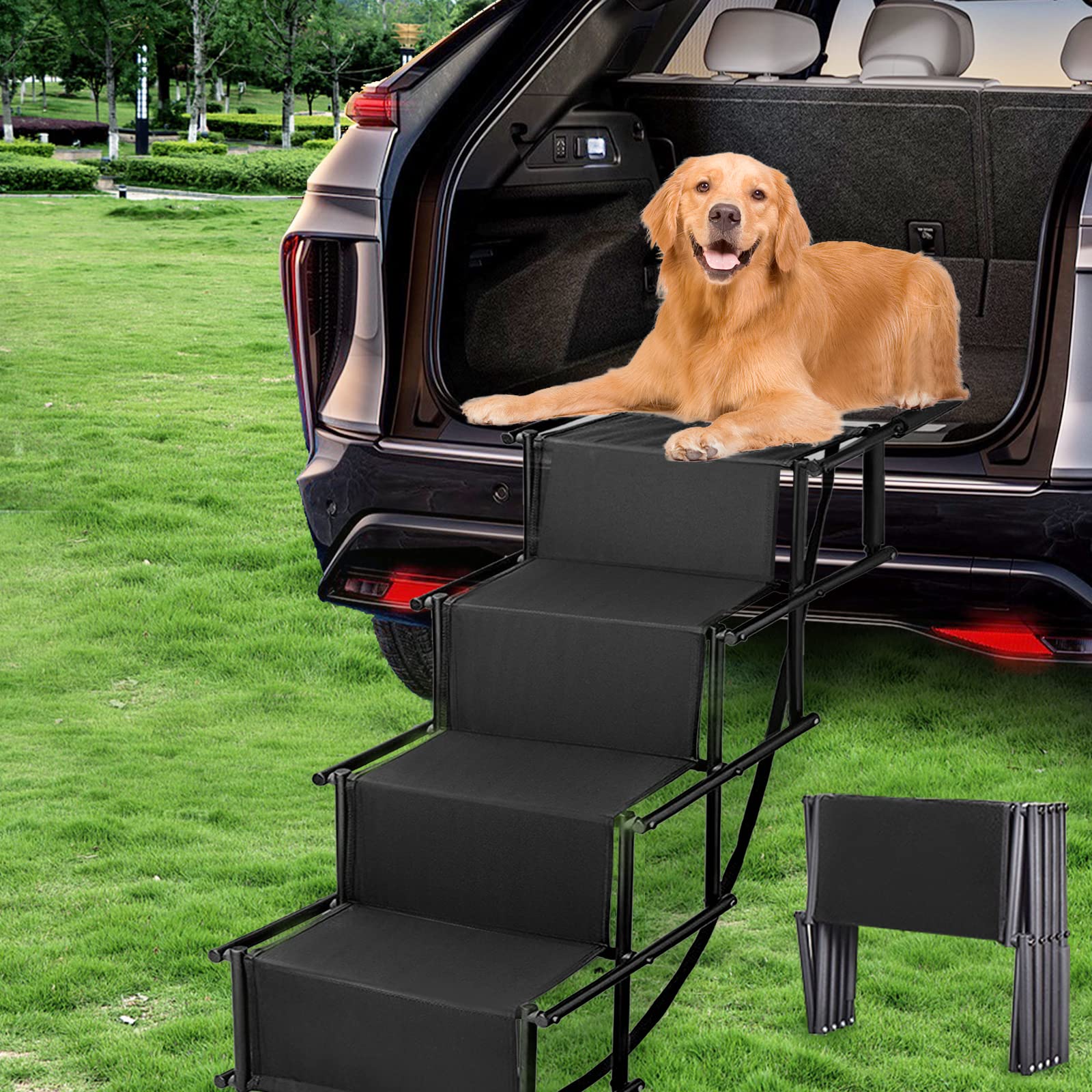 Extra Wide Dog Dog Car Ramp Stairs for Large Dogs Foldable Dog Car Steps Lightweight Pet Ramps