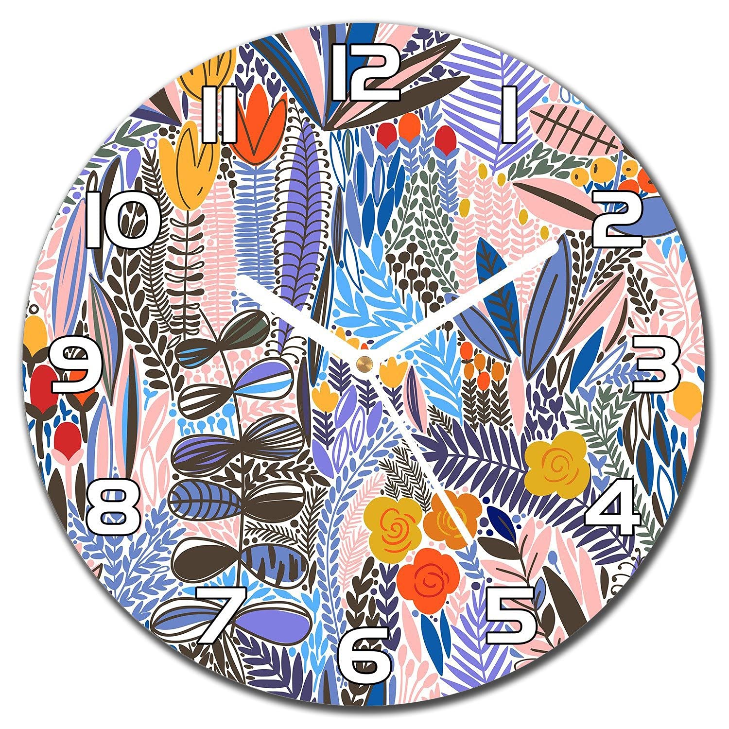 Horloge en verre 30 cm Mignon Floral design moderne pour salon