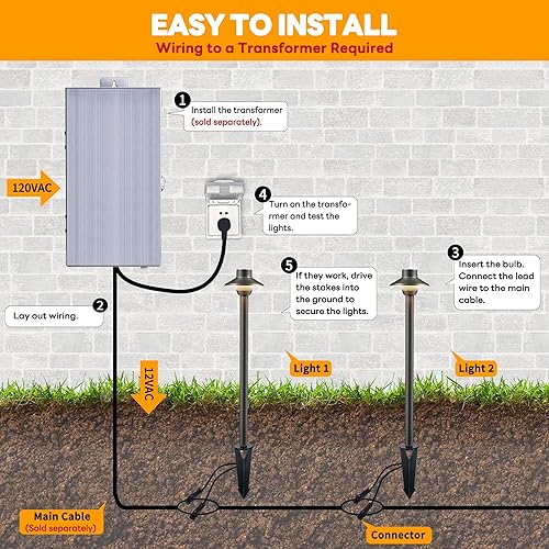 Miniatura 7 de Gardenreet Luces de camino de bajo voltaje de latón, luces LED de camino de paisaje para exteriores de 12 V (mini) para pasarela, entrada, jardín,