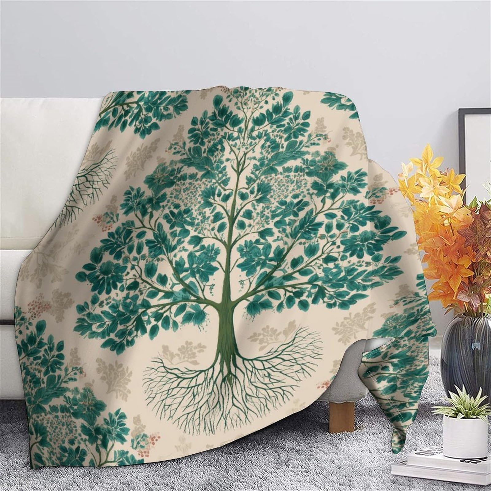 Tree Roots, Stile Medievale Manta Estampada 3D Colcha De Diseño Ropa De Cama De Microfibra Suave Y Cálida Sofá Ropa De Cama 80x90inch(200x230cm)