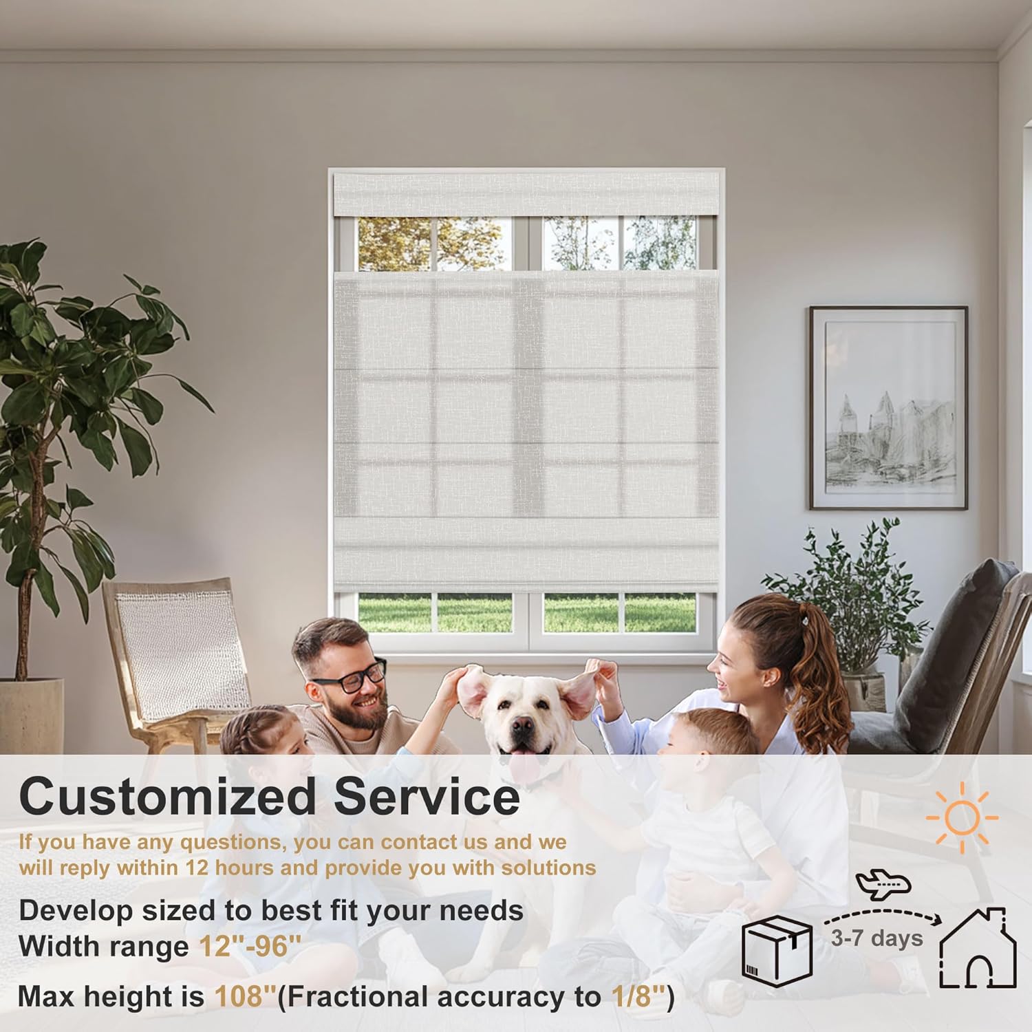 NO Drill NO Tools Cordless Roman Shades for Interior Windows, Top Down Bottom Up Roman Window Shade, Custom Light Filtering Linen Roman Window Blinds(31" W x 52" H) Light Filtering White