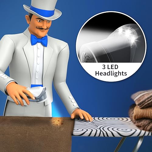Miniatura 2 de MR.SIGA Afeitadora de tela y removedor de pelusas, afeitadora portátil a pilas con luces LED, 2 cuchillas reemplazables de 6 hojas, cremagris