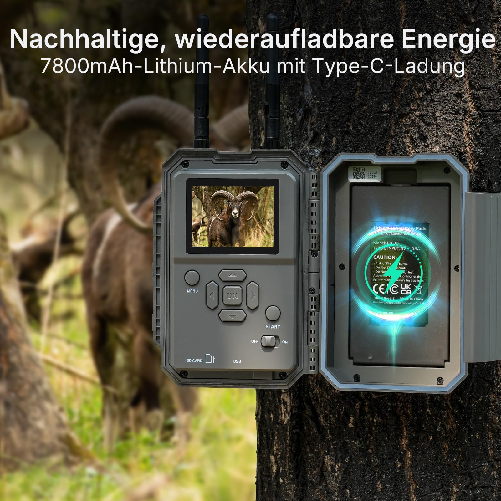 GardePro E6 2.0 Pro 4K Wildkamera WLAN mit 7800mAh Akku und 64GB SD Karte, 64MP Wildkamera mit Handyübertragung App, Wildtierkamera mit Bewegungsmelder Nachtsicht, 0,2s Schnelle Trigger, IP66