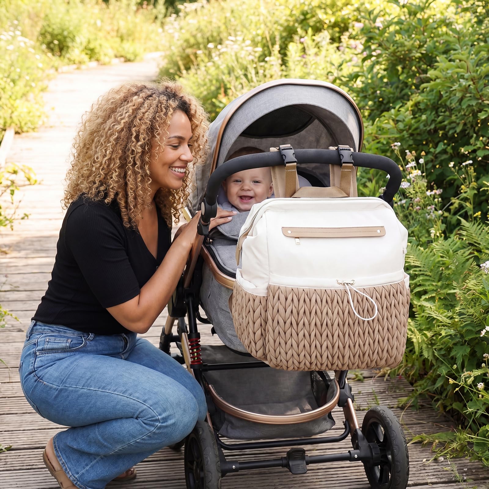 Mochila acolchada para mamá y papá, bolsa de pañales compacta y ligera con múltiples bolsillos para viajes, compras y crianza de los hijos, Marrón 2 unidades, M, moda