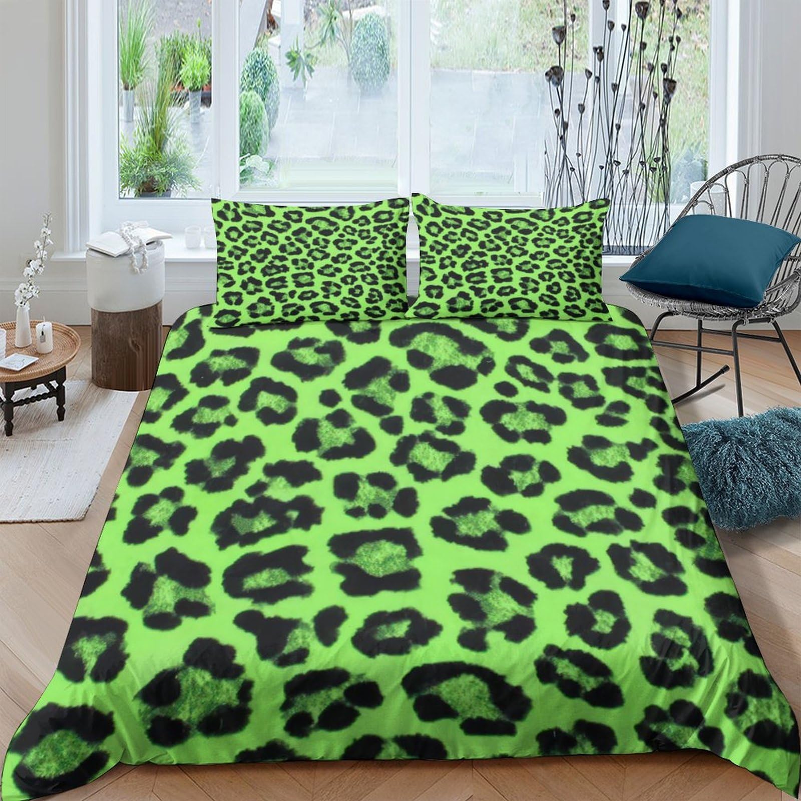 Ctjqhvkz Style-8 3D Printed Green Leopard Fitted Sheet Microfiber Soft Mattress Cover Animal Print For Bedroom Dorm Decor Single（135X200cm）