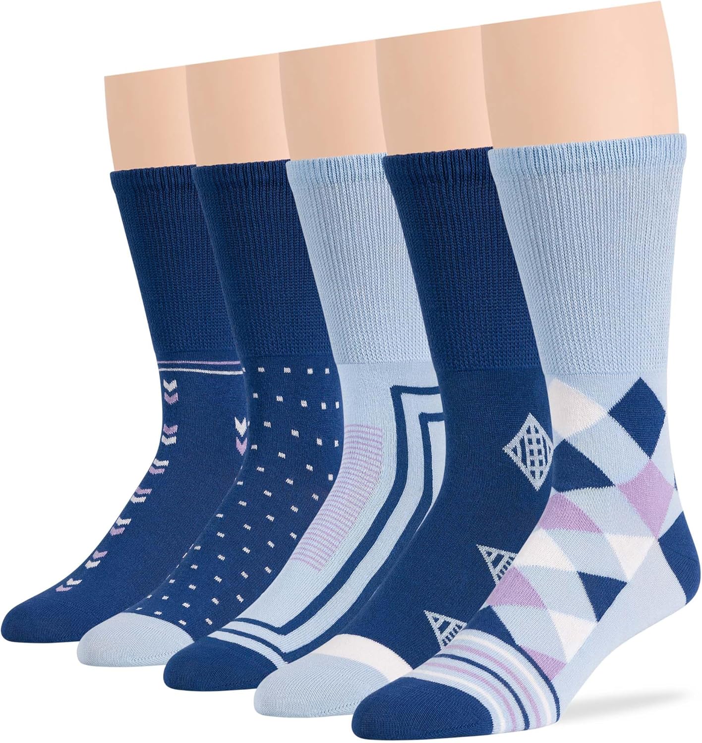 7BIGSTARS KINGDOM Men Diabetic Non-Binding Fashion Cotton Socks-5 Pack Large/XL