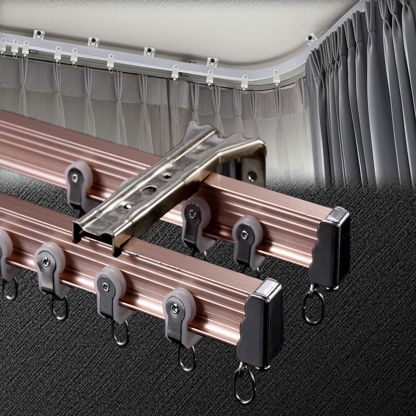 Double rail flexible en aluminium et rail de plafond incurvé