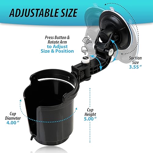 Miniatura 2 de ZONETECH Soporte plegable empotrado para bebidas, organizador de bebidas ajustable para vehículos, color negro de alta calidad