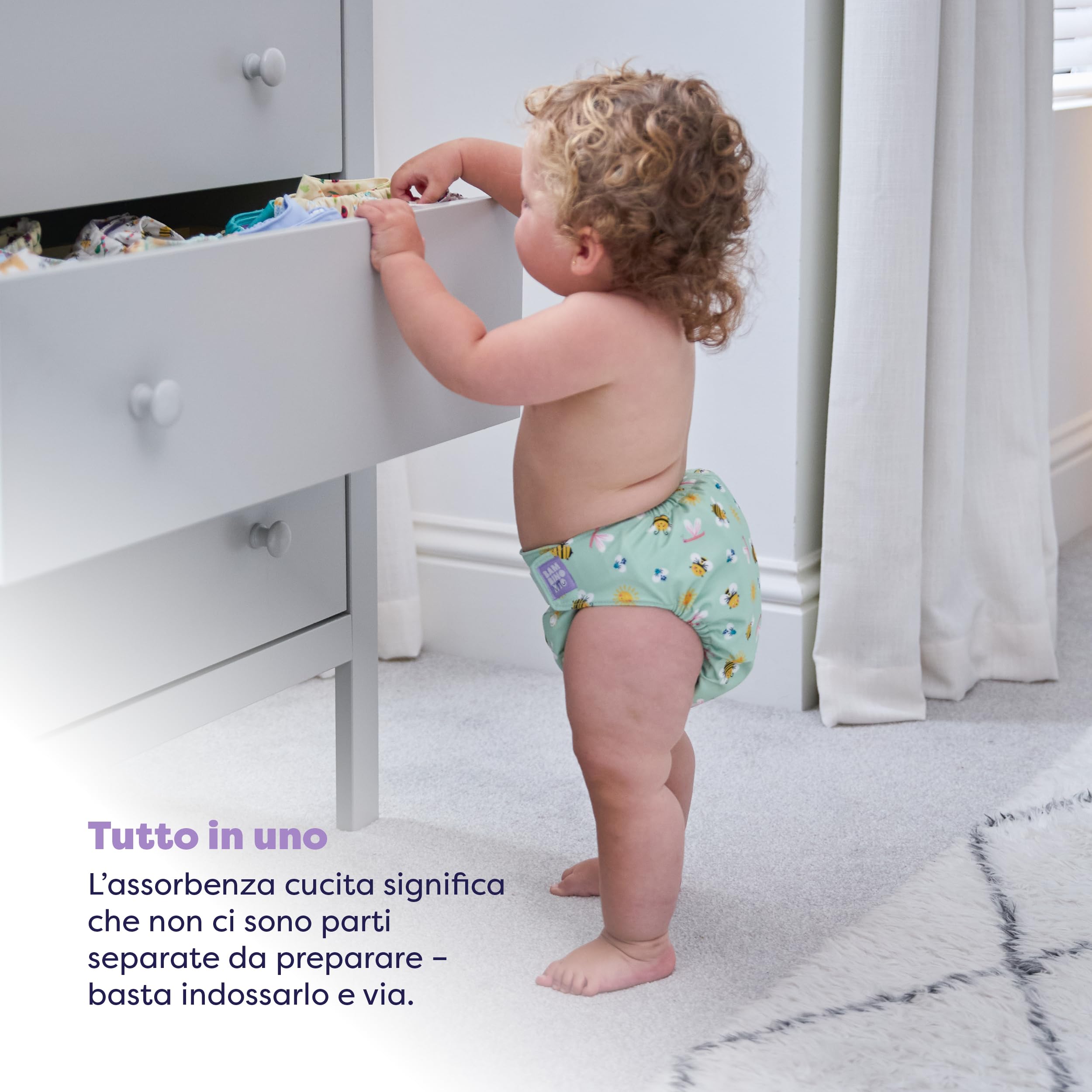 Bambino Mio Miosolo Classic – Confezione da 3 pannolini riutilizzabili (VITA DEGLI INSETTI) – Pannolini di stoffa «tutto in uno», pannolini lavabili taglia unica, pannolini riutilizzabili per neonati