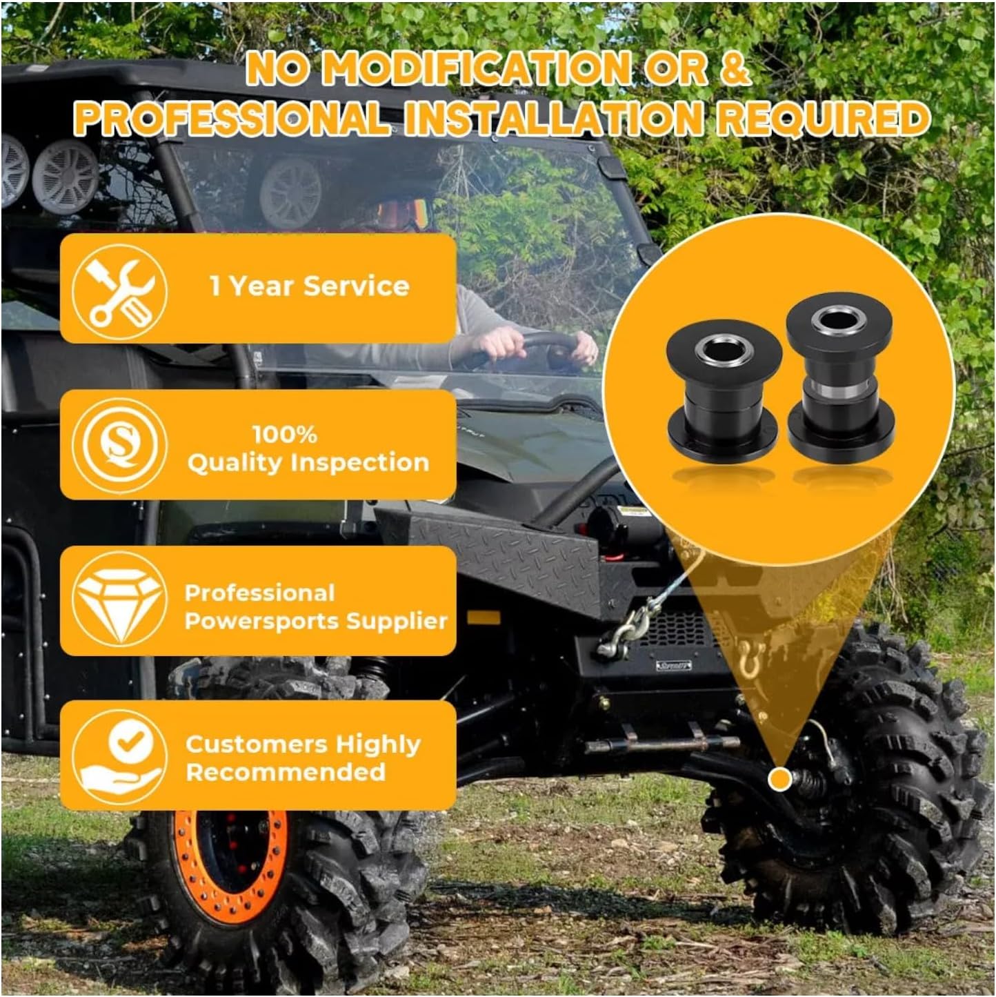 Front Shock Bushings Sleeve Kit Replacement For Polaris RZR 800 RZR 570 Trail/S 2008-2022