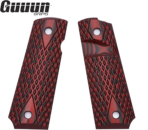 Miniatura 2 de Guuun Empuñaduras G10 para 1911 tamaño completo, corte de diamante, textura de pala grande para la mayoría de pistolas Government Commander 1911
