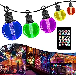 Varal de Luzes LED RGB Natal Led 25m Externo com 25 Lâmpadas Colorido, Controle Remoto, 8 Modos de Iluminação, IP44 à Prova D'água, Decoração para Natal, Festas e Jardim