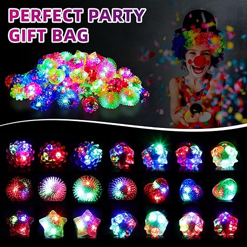 Miniatura 5 de Liliful 350 anillos de luz LED, anillos parpadeantes que incluyen 150 anillos de goma de gelatina, 200 linterna de dedo que brilla en la oscuridad,