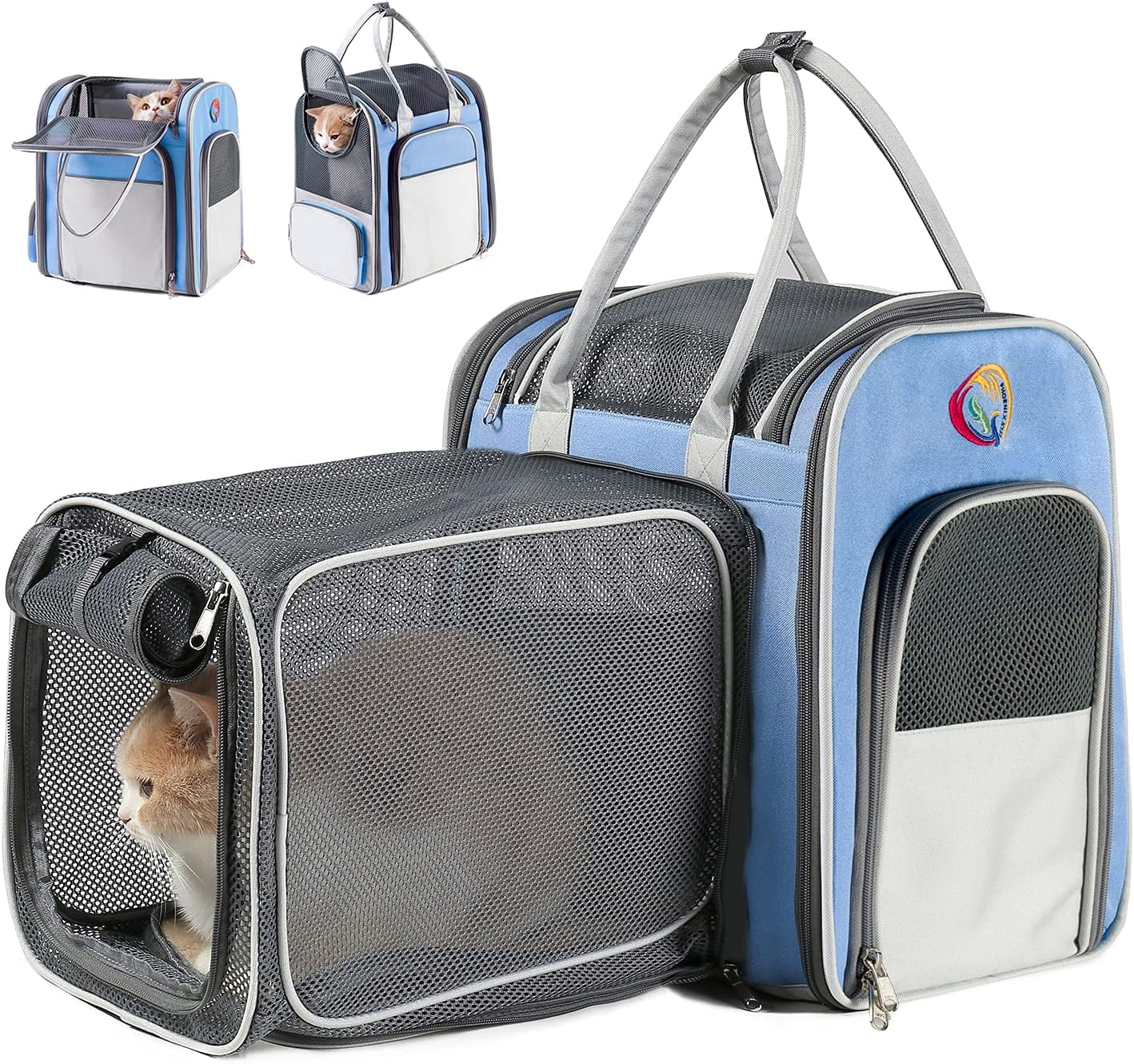 Phoenix Kiss cat backpack expandable - pet carrier backpack - cat carrier backpacks for large cats 20lbs , puppy pet backpack carrier for small dogs, airline cat travel backpack hiking breathable mesh : Pet Supplies